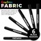 U.S. Art Supply Super Markers Black Dual Tip Fabric Markers Permanent for Clothes - Set of 6 Fabric Pens with Permanent Ink, Double-Ended with Chisel Point and Fine Point Tips